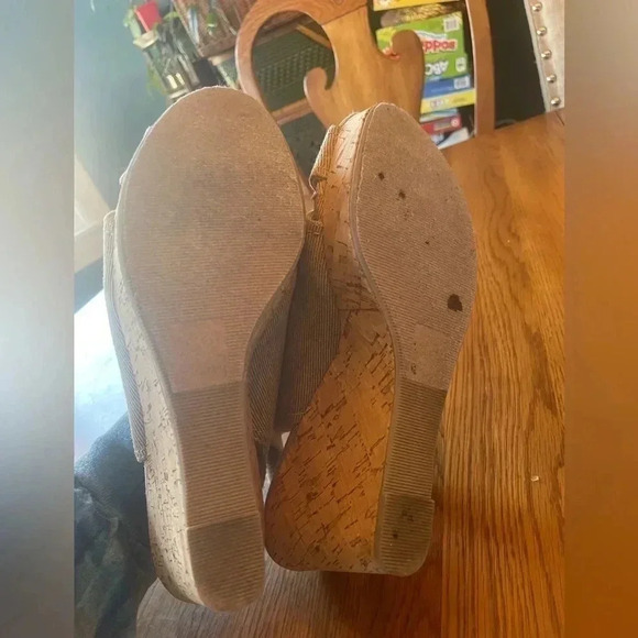 Maurices Cork Wedge Heels Sz 10 Danielle Slingback Open Toe Cute! EUC! Bin A - Picture 6 of 7